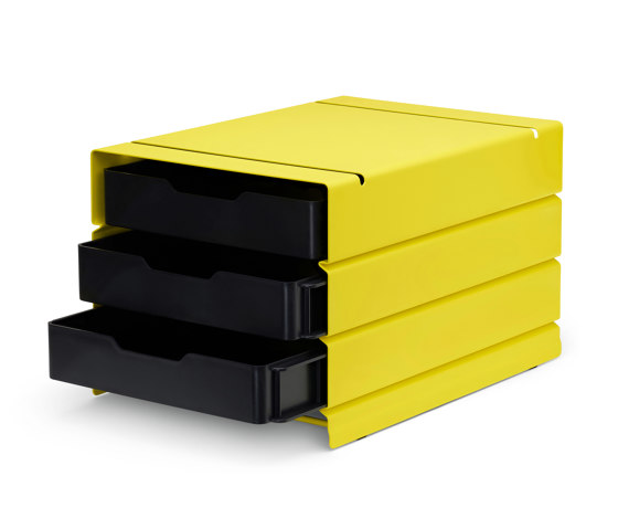 Atlas | Container, half (3 compartments) | sulfur yellow RAL 1016 | Desk tidies | Magazin®