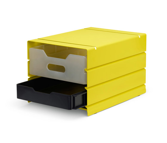 Atlas | Container, half (3 compartments) | sulfur yellow RAL 1016 | Portaobjetos | Magazin®