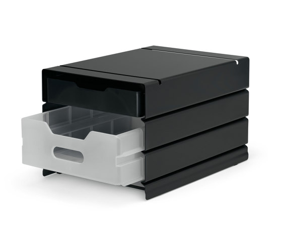 Atlas | Container, half (3 compartments) | black grey RAL 7021 | Desk tidies | Magazin®