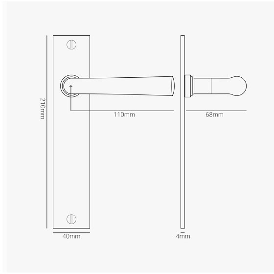 Apsley Long Plate Fixed Door Handle | Lever handles | Corston Architectural Detail