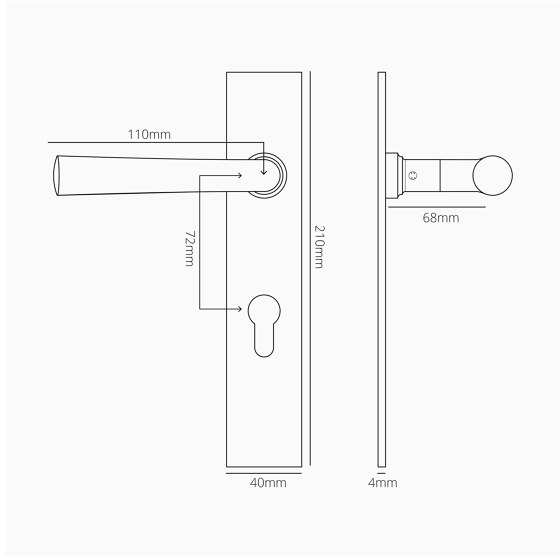 Apsley Long Plate Sprung Door Handle & Euro Lock | Lever handles | Corston Architectural Detail