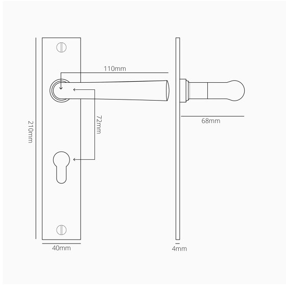 Apsley Long Plate Sprung Door Handle & Euro Lock | Lever handles | Corston Architectural Detail