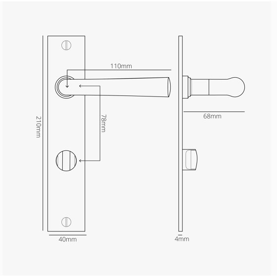 Manilla para puertas Apsley con placa larga (con muelle) y sistema giratorio | Manillas | Corston Architectural Detail