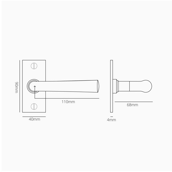 Apsley fixer Türgriff kurzes Schild | Türdrücker | Corston Architectural Detail