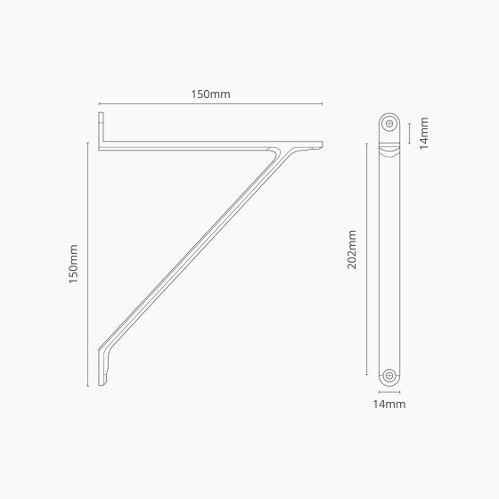 Brixton Shelf Bracket 150mm | Furniture glass shelf brackets | Corston Architectural Detail