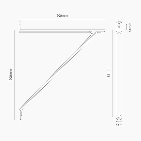 Brixton Shelf Bracket 200mm | Furniture glass shelf brackets | Corston Architectural Detail