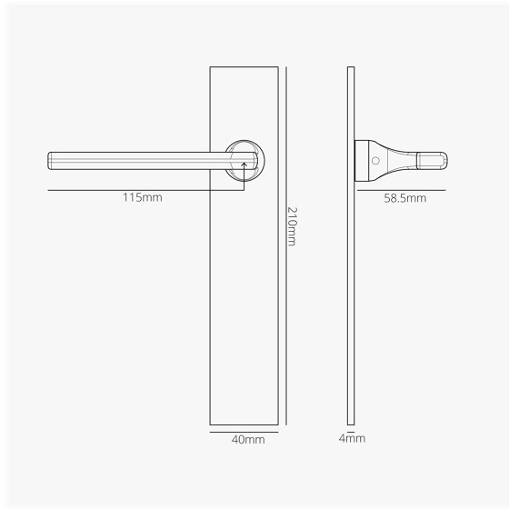 Manilla para puertas Clayton con placa larga (fija) | Manillas | Corston Architectural Detail