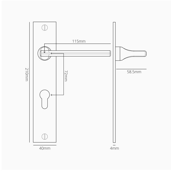 Clayton Long Plate Sprung Door Handle & Euro Lock | Lever handles | Corston Architectural Detail