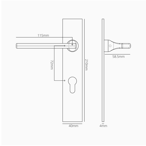 Clayton Long Plate Sprung Door Handle & Euro Lock | Lever handles | Corston Architectural Detail