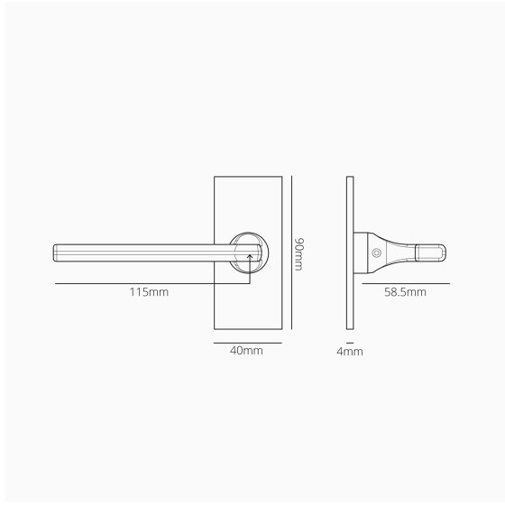 Clayton gefederter Türgriff kurzes Schild | Türdrücker | Corston Architectural Detail