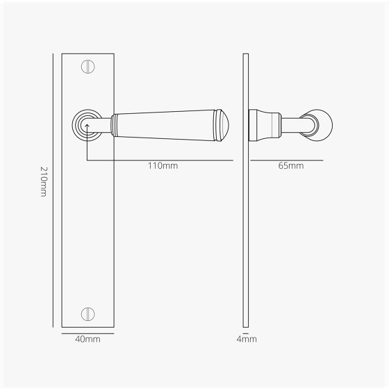 Digby Long Plate Fixed Door Handle | Lever handles | Corston Architectural Detail