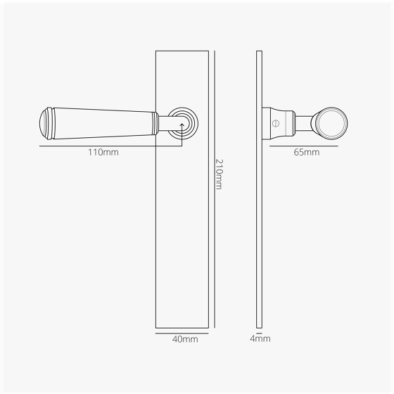 Manilla para puertas Digby con placa larga (con muelle) | Manillas | Corston Architectural Detail