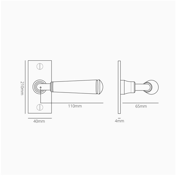 Digby Short Plate Fixed Door Handle | Lever handles | Corston Architectural Detail