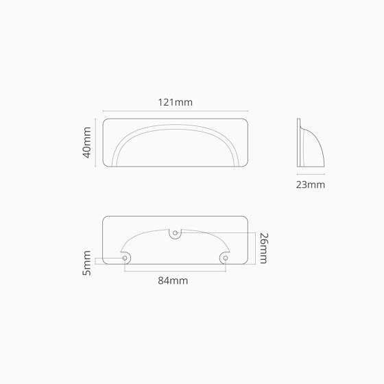 Elm Muschelgriff (84 mm) - Poliertes Nickel | Möbelgriffe | Corston Architectural Detail