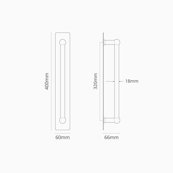 Harper Stoßgriff 2x mit Schild (320 mm) - Antikes Messing | Türgriffe | Corston Architectural Detail