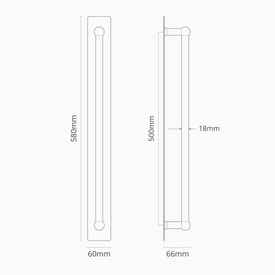 Tirador doble Harper con placa de 500 mm | Tiradores de puerta | Corston Architectural Detail