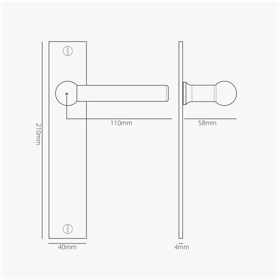 Harper Long Plate Fixed Door Handle | Lever handles | Corston Architectural Detail