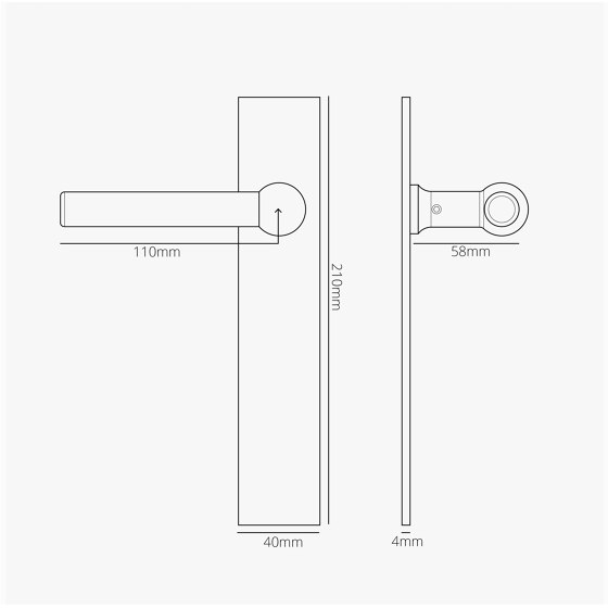 Manilla para puertas Harper con placa larga (fija) | Manillas | Corston Architectural Detail