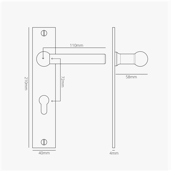 Harper Long Plate Sprung Door Handle & Euro Lock | Lever handles | Corston Architectural Detail