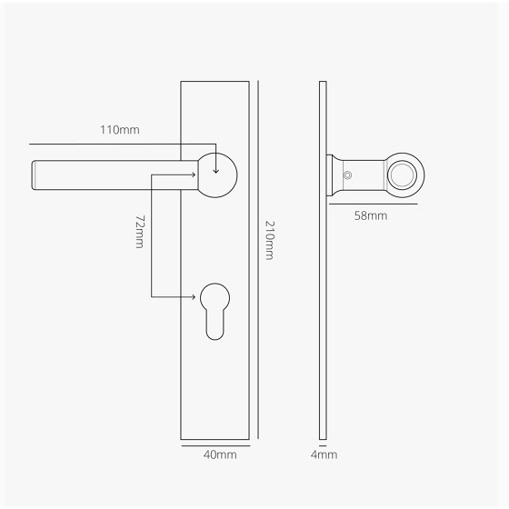 Harper Long Plate Sprung Door Handle & Euro Lock | Lever handles | Corston Architectural Detail