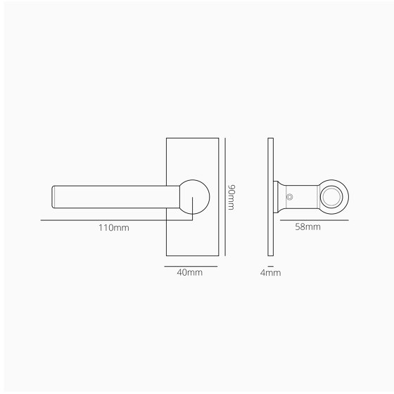 Manilla para puertas Harper con placa corta (fija) | Manillas | Corston Architectural Detail