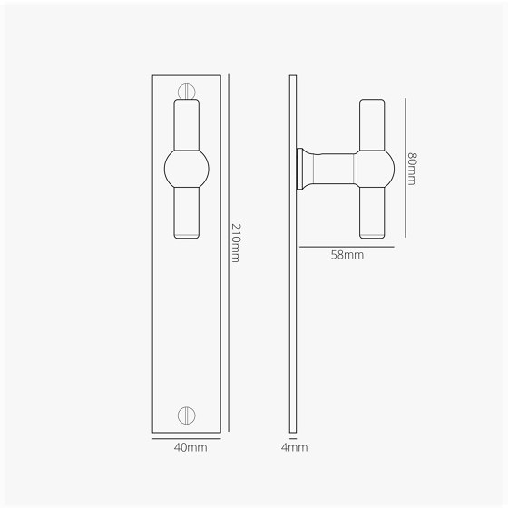 Harper T-Bar Long Plate Fixed Door Handle | Knob handles | Corston Architectural Detail