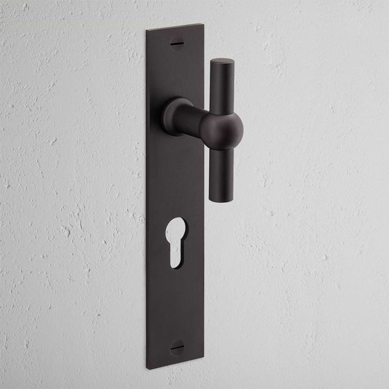 Harper T-Bar Long Plate Sprung Door Handle & Euro Lock | Knob handles | Corston Architectural Detail