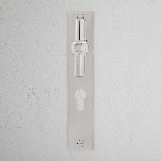 Harper Maniglia per porta barra a T con molla e serratura euro su placca lunga | Pomoli porta | Corston Architectural Detail