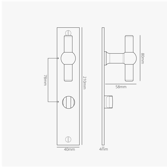 Harper T-Bar Long Plate Sprung Door Handle & Thumbturn | Knob handles | Corston Architectural Detail