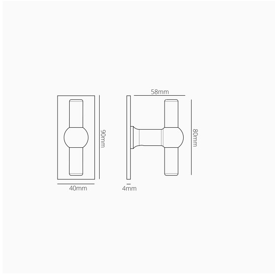 Harper T-Bar Short Plate Fixed Door Handle | Knob handles | Corston Architectural Detail