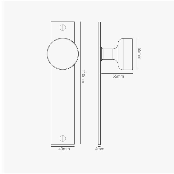 Pomo para puertas Onslow con placa larga (fijo) | Pomos | Corston Architectural Detail