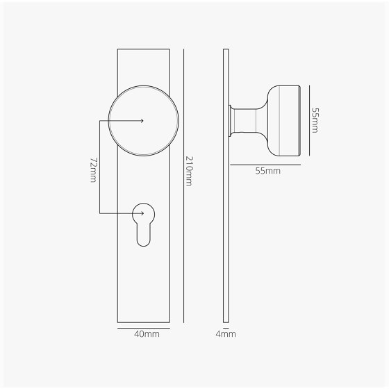 Onslow Long Plate Sprung Door Knob & Euro Lock | Knob handles | Corston Architectural Detail