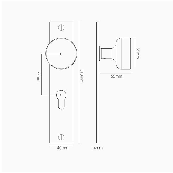 Onslow Long Plate Sprung Door Knob & Euro Lock | Knob handles | Corston Architectural Detail