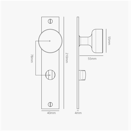 Onslow Long Plate Sprung Door Knob & Thumbturn | Knob handles | Corston Architectural Detail