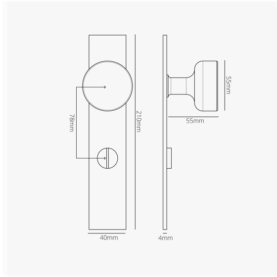 Onslow gefederter Türknauf langes Schild + Drehknopf | Türknöpfe | Corston Architectural Detail