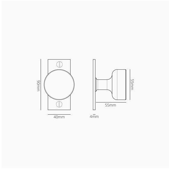 Pomo para puertas Onslow con placa corta (fijo) | Pomos | Corston Architectural Detail