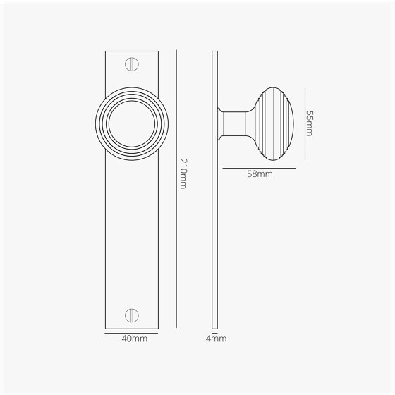 Poplar Long Plate Fixed Door Knob | Knob handles | Corston Architectural Detail