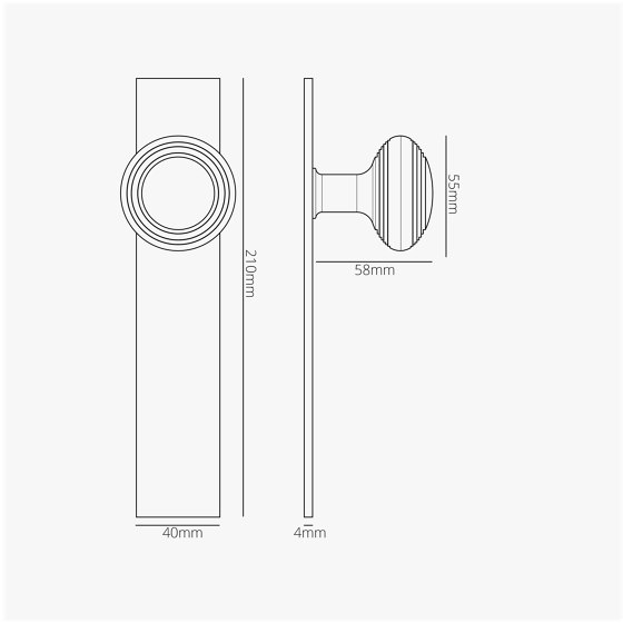 Pomo para puertas Poplar con placa larga (fijo) | Pomos | Corston Architectural Detail