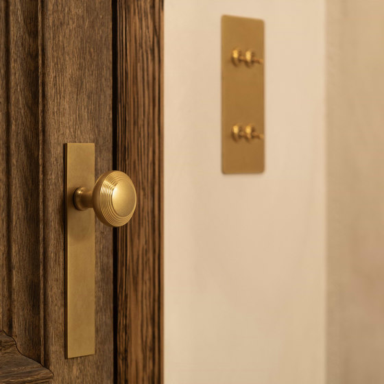 Poplar Long Plate Sprung Door Knob | Knob handles | Corston Architectural Detail