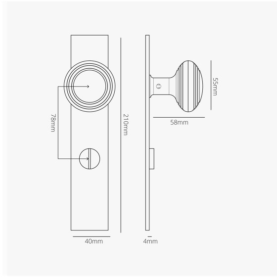 Pomo para puertas Poplar con placa larga (con muelle) y sistema giratorio | Pomos | Corston Architectural Detail