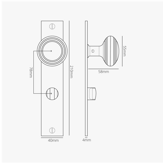 Poplar Long Plate Sprung Door Knob & Thumbturn | Knob handles | Corston Architectural Detail