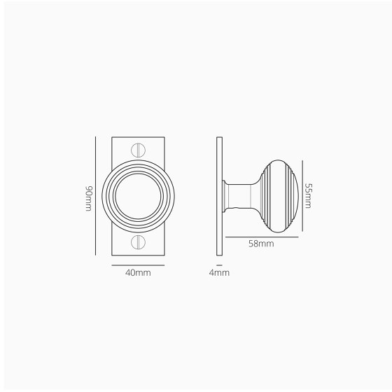 Pomo para puertas Poplar con placa corta (fijo) | Pomos | Corston Architectural Detail