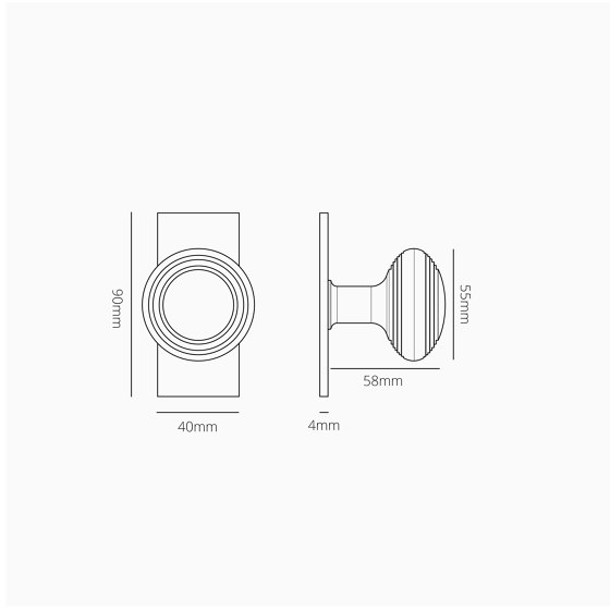 Pomo para puertas Poplar con placa corta (fijo) | Pomos | Corston Architectural Detail