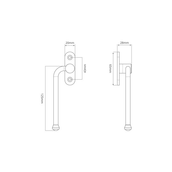 Southbank Maniglia per Finestra a Battente Sinistra | Maniglie finestra | Corston Architectural Detail