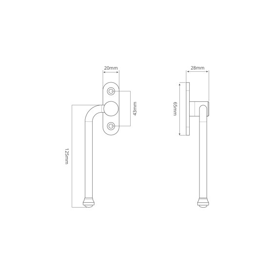 Southbank Casement Window Handle Left | Lever window handles | Corston Architectural Detail