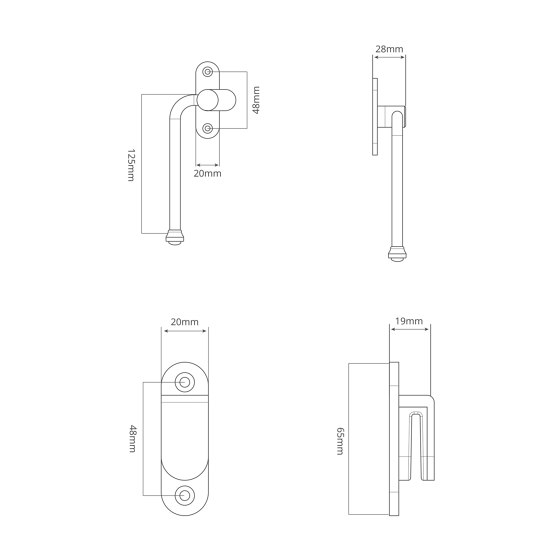 Southbank Casement Window Handle With Hook Left | Lever window handles | Corston Architectural Detail