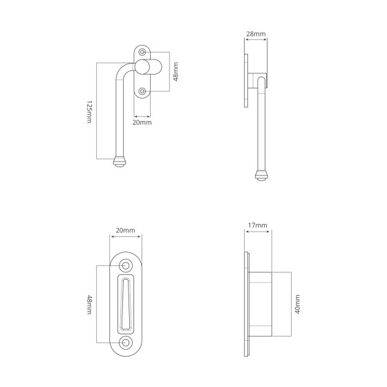 Southbank Maniglia per Finestra a Battente con Placca Sinistra | Maniglie finestra | Corston Architectural Detail