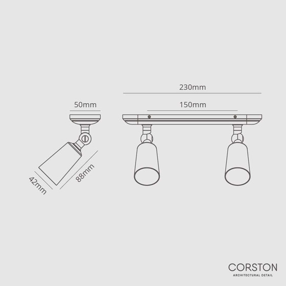 Baylis Faretto Doppio Piccolo (35mm) | Lampade plafoniere | Corston Architectural Detail