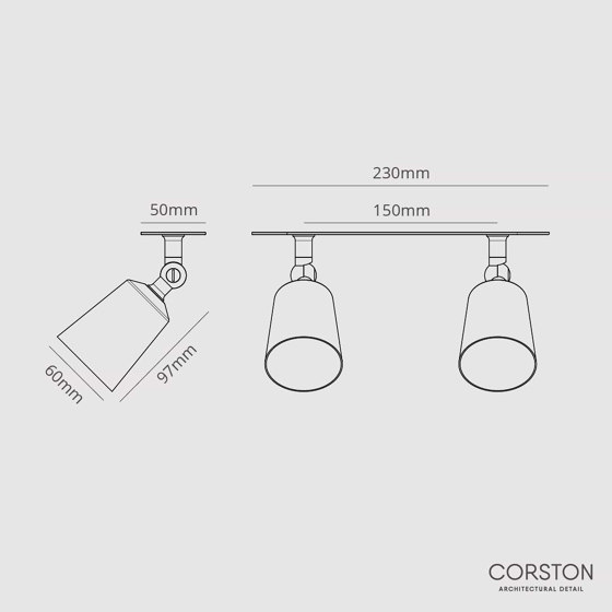 Perryn Spot Double 50mm | Plafonniers | Corston Architectural Detail