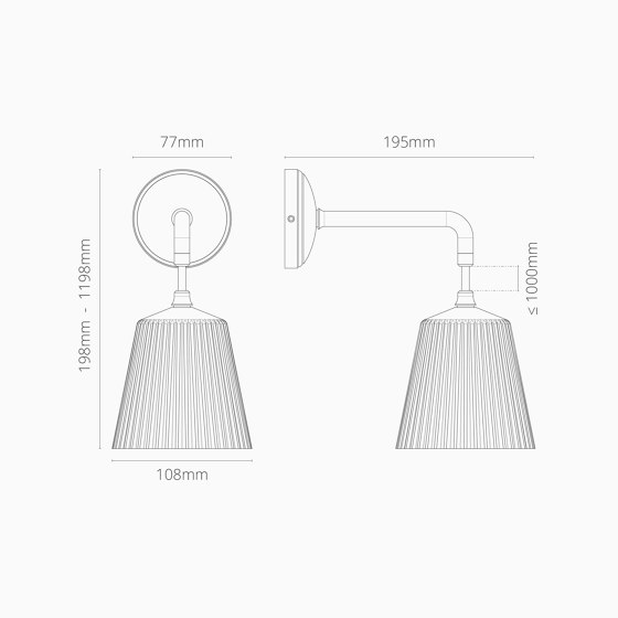 Richmond Small Hanging Wall Light Fluted Glass | Wall lights | Corston Architectural Detail